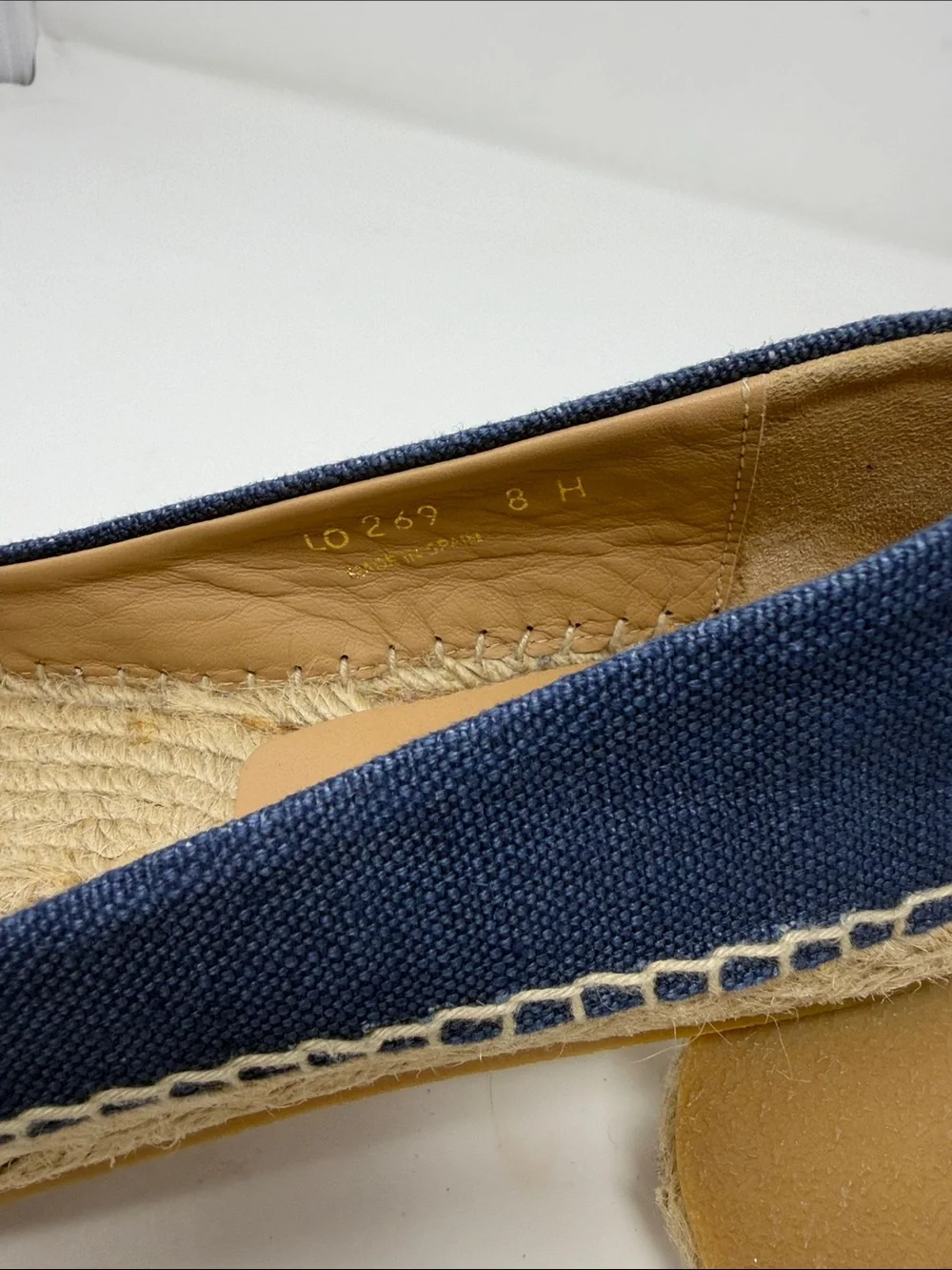 Salvadore Ferragamo Navy Canvas Espadrille Flats with Bow Accent Size 8